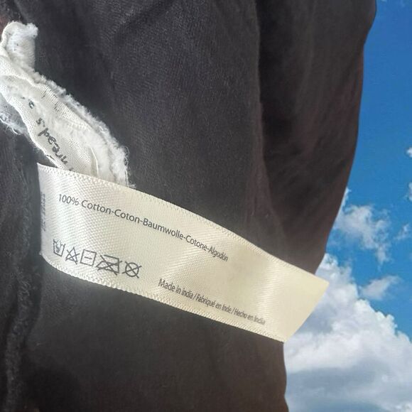 Free People One Dress Womens XS Black Cotton Mini Prairie Goth Festival Raw Hem - Picture 8 of 8